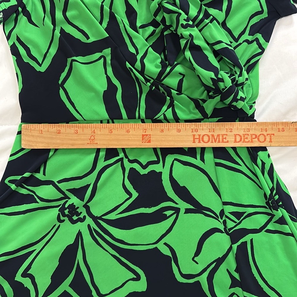 Joseph Ribkoff Floral Wrap Dress US 10 UK 12 Green Navy Midi Slit Vacation Soft - Picture 8 of 15